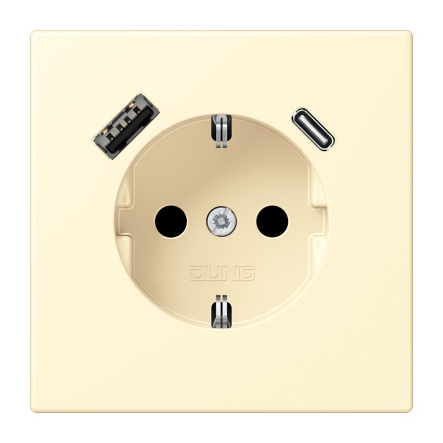Wandcontactdoos met R/A + lader USB A+C Saf+ LC32001