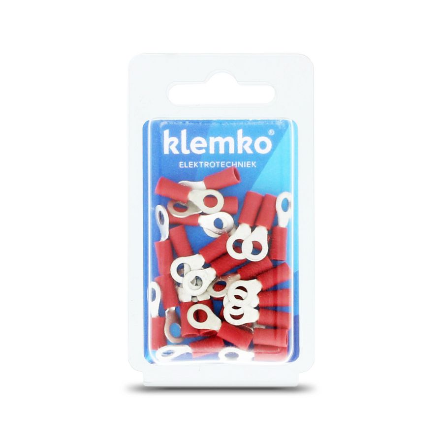 Blister a 25st. geisoleerde ringkabelschoen M4 0,5-1,5mm²