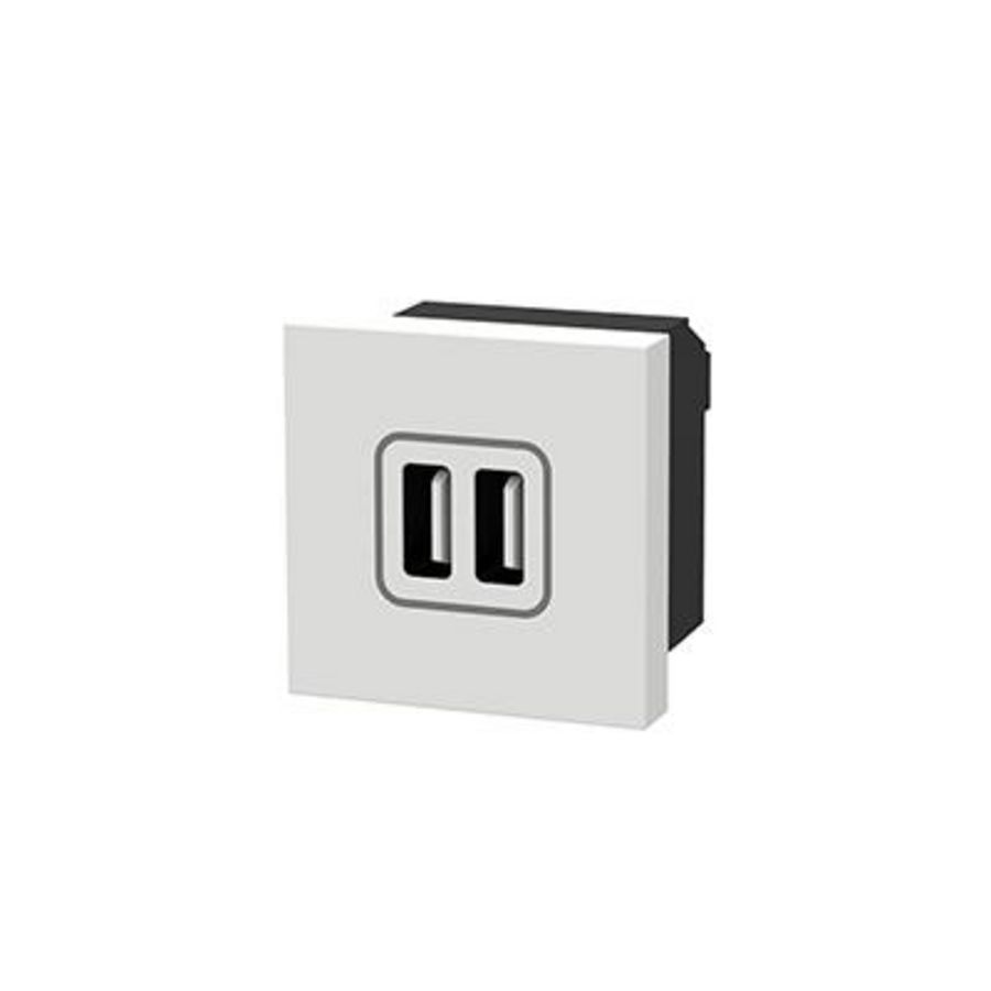 Dubbele USB charger M45 2v 2400mA USB-A 45x45mm glans wit