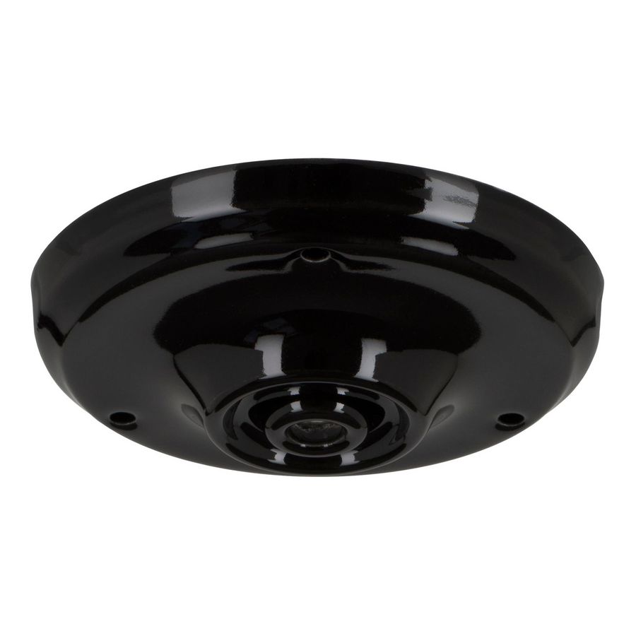 Plafondkap porselein 100x33mm met trekontlaster Zwart