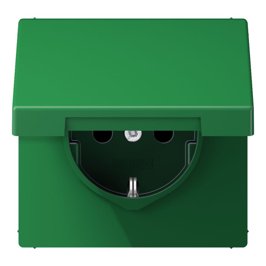 Wandcontactdoos groen R/A ki.bev.& klapdeks. LS990