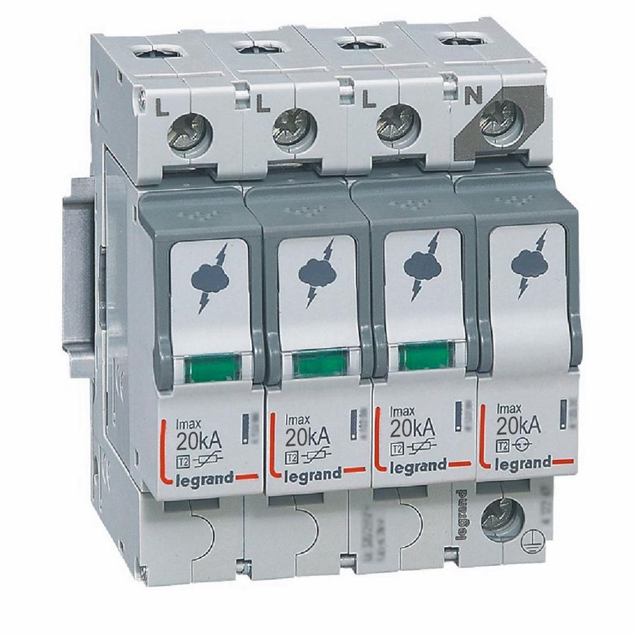 Overspanningsbeveiliger T2-3P+ N-20kA 1.2kV-320V-4m