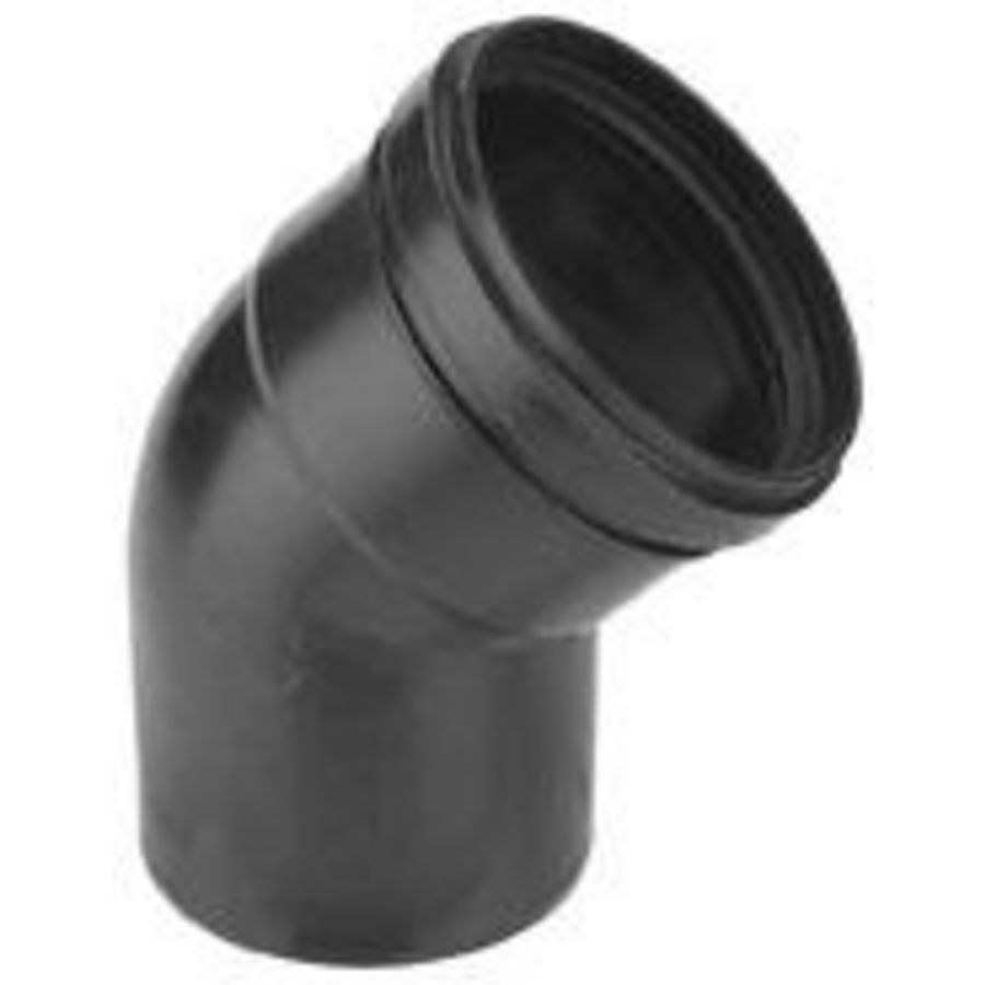 Bocht luchttoevoer 80mm mof-spie 45° zwart