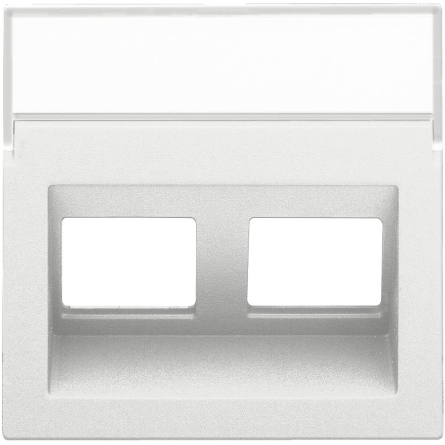 Centraalplaat data 2x RJ schuine uitgang white coated