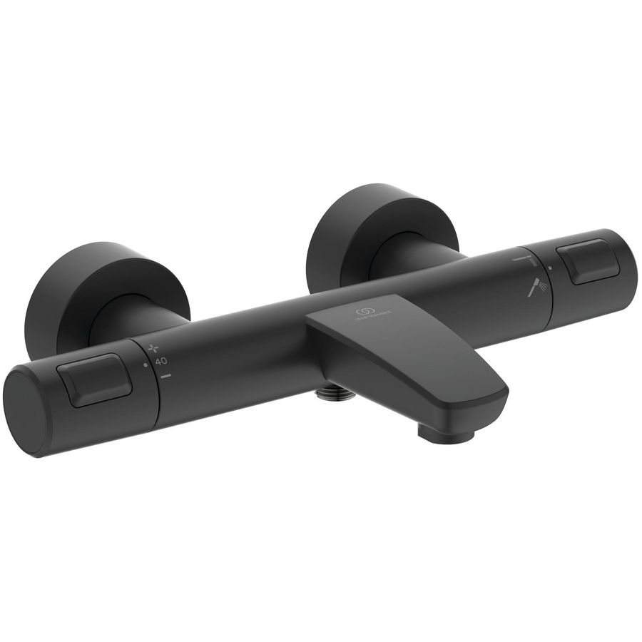 Badthermostaat met omstel CERATHERM T25 silk black cool body 150mm incl. S-koppeling