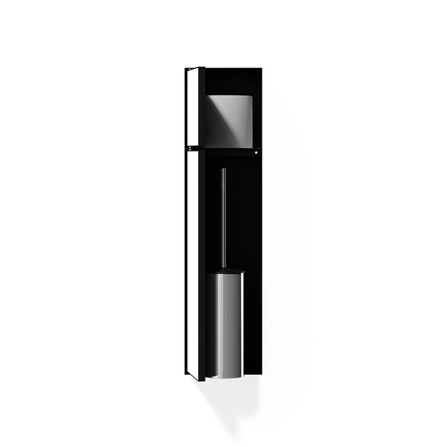 Closed CL10 inbouw closetborstelgarnituur/reserveclosetrolhouder mat zwart 2x deur betegelbaar