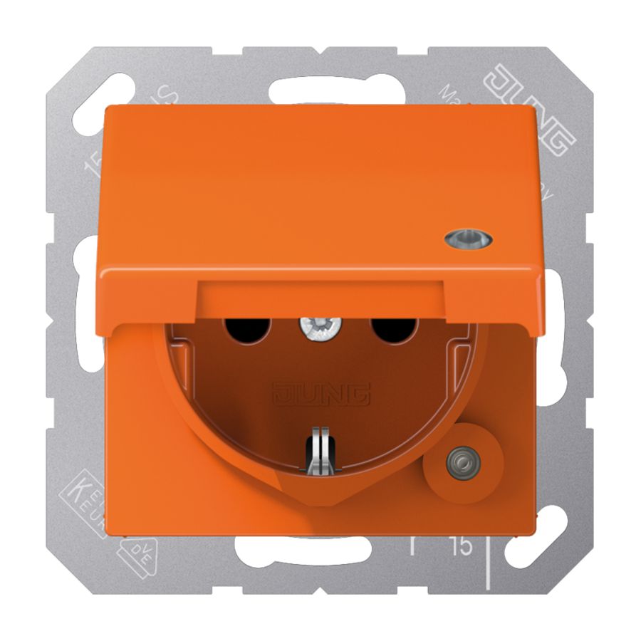 Wandcontactdoos A500 oranje besch.con.,klapdeks co.l