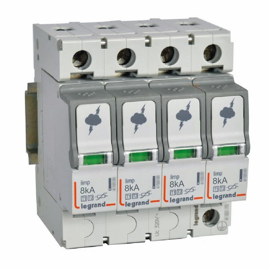 Overspanningsbeveiliger T1 + T2-4P-8kA 1.3kV-Uc320V-4m