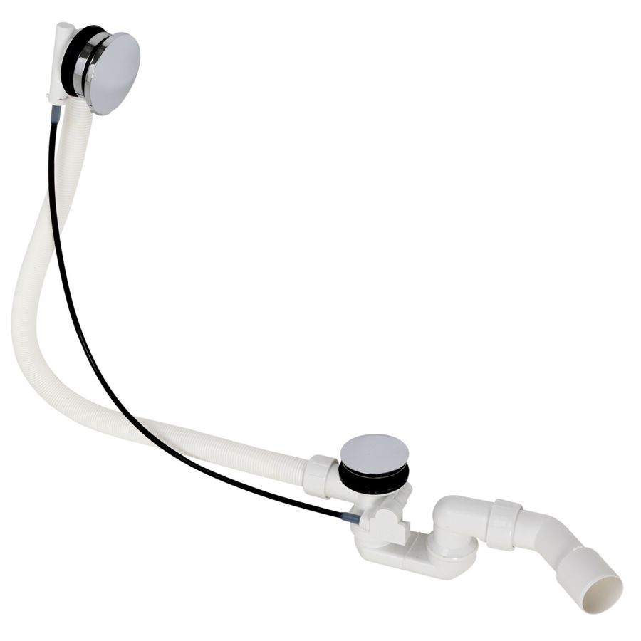 Badoverloopcombinatie 1.1/2"met waste verlengde uitvoering chroom