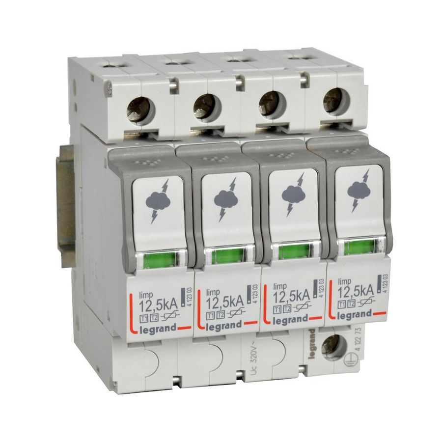Overspanningsbeveiliger T1 + T2-4P-12.5kA 1.5kV-Uc320V