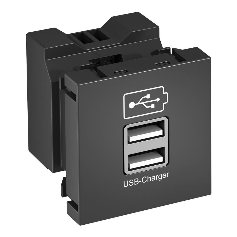 USB laadapparaat 2.1 A laadstroom 45x45mmarbonaat grijs