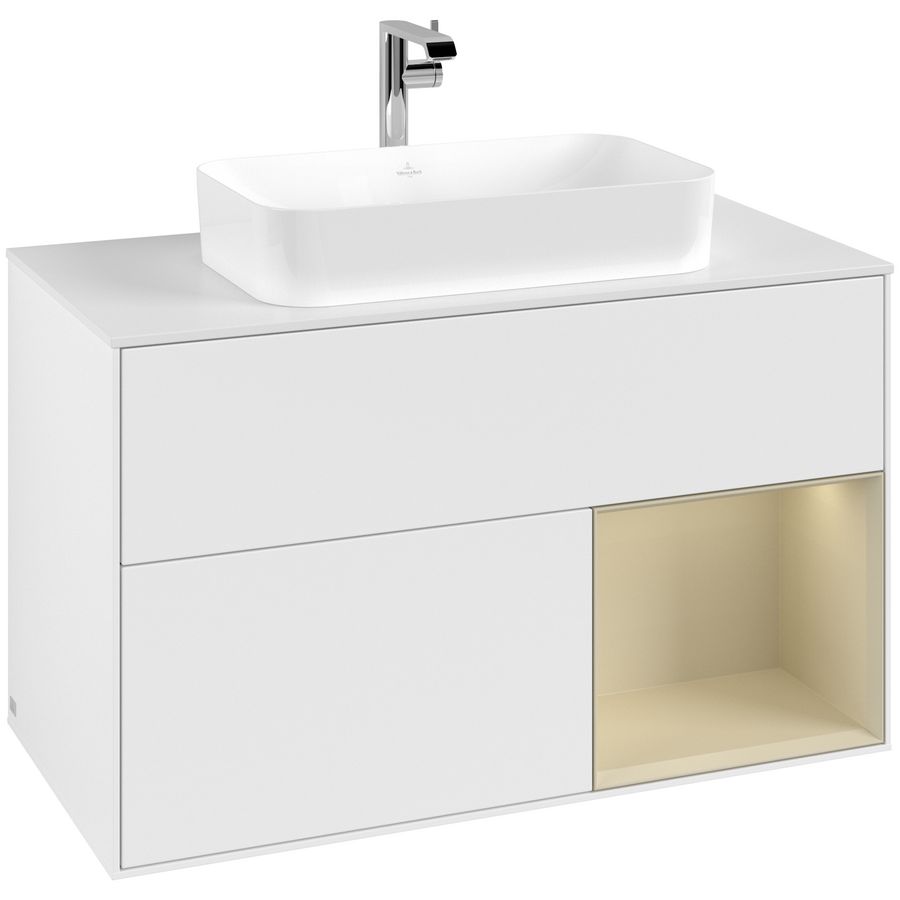 Wastafelonderkast Finion 1000x603x501mm White Matt Lacquer F251HJMT