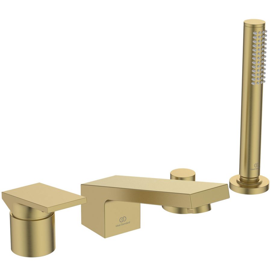 Badmengkraan 4-gats badrand m. uitloop brushed gold Extra