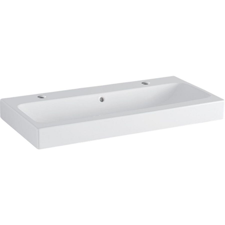 iCon wastafel 90cm kraangat links en recht met overloop wit