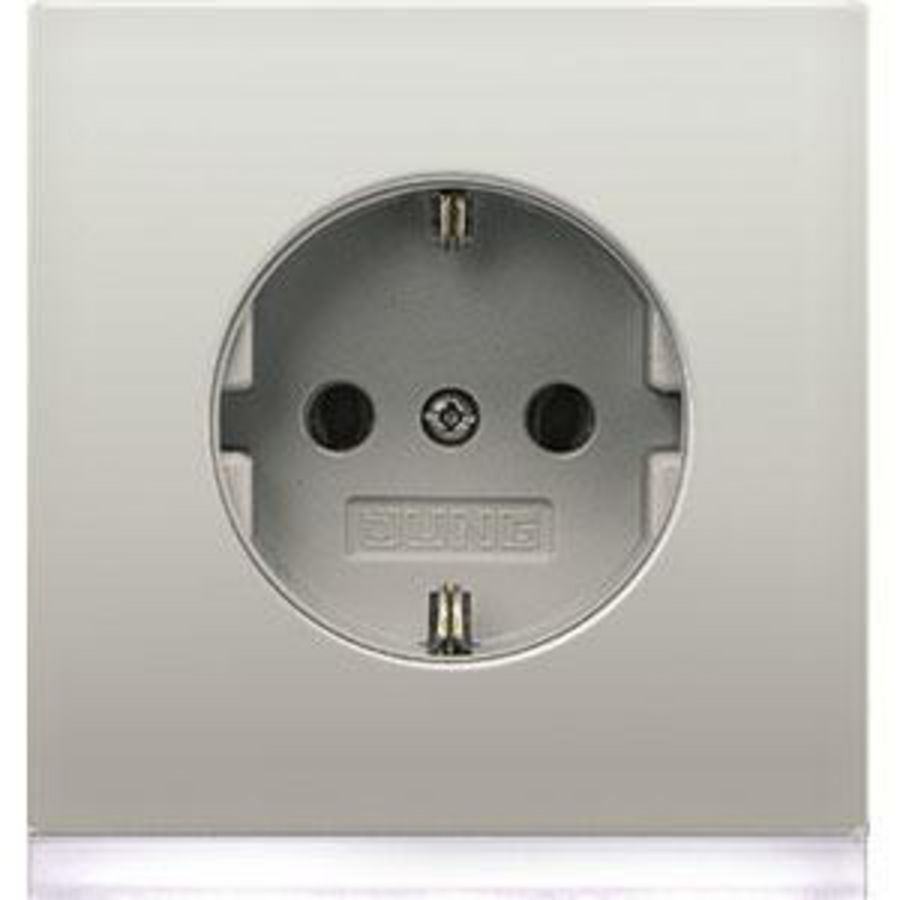 Wandcontactdoos edelstaal met R/A ki.beveil.& LED LS