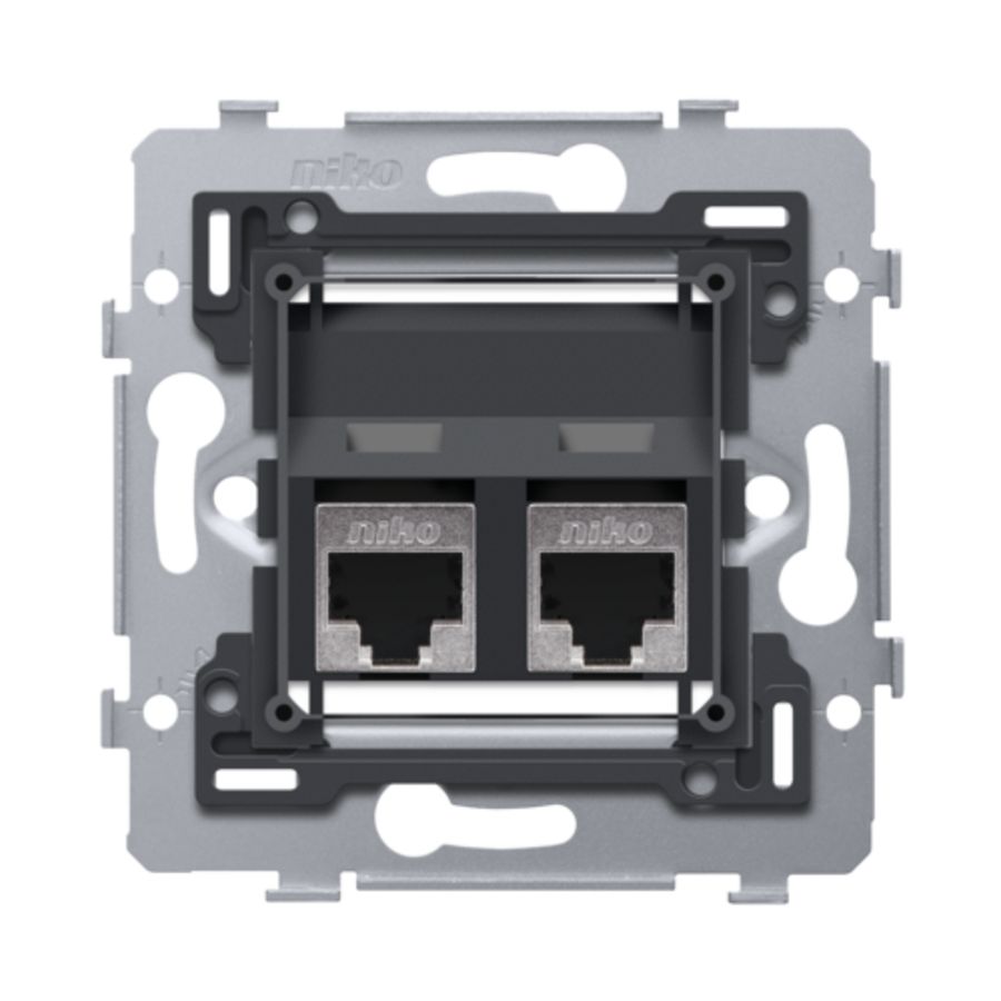 Mechanisme 2 RJ45-aansl. STP Cat. 6A PoE++ schuine uitv