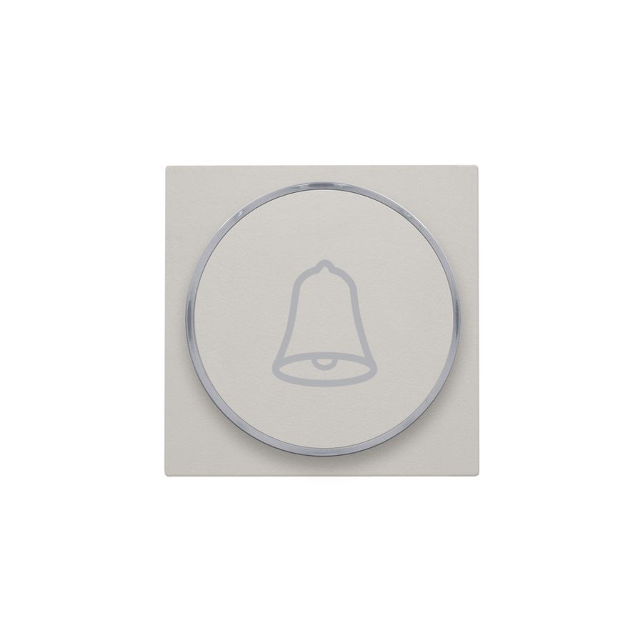 Afwerkingsset met doorschijnende ring met belsymbool voor drukknop 6A light grey