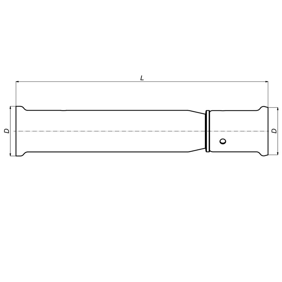 Schuifperssok / reparatiekoppeling 52P 32x32mm messing