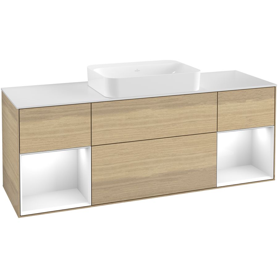 Wastafelonderkast Finion 1600x603x501mm Oak Veneer G741GFPC