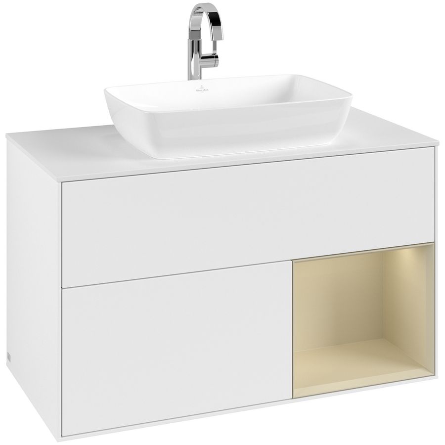 Wastafelonderkast Finion 1000x603x501mm White Matt Lacquer F781HJMT