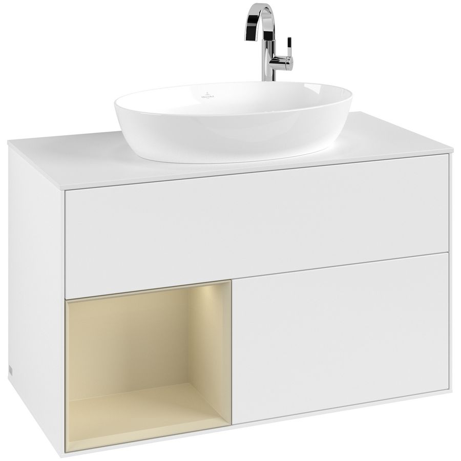 Wastafelonderkast Finion 1000x603x501mm White Matt Lacquer F891HJMT