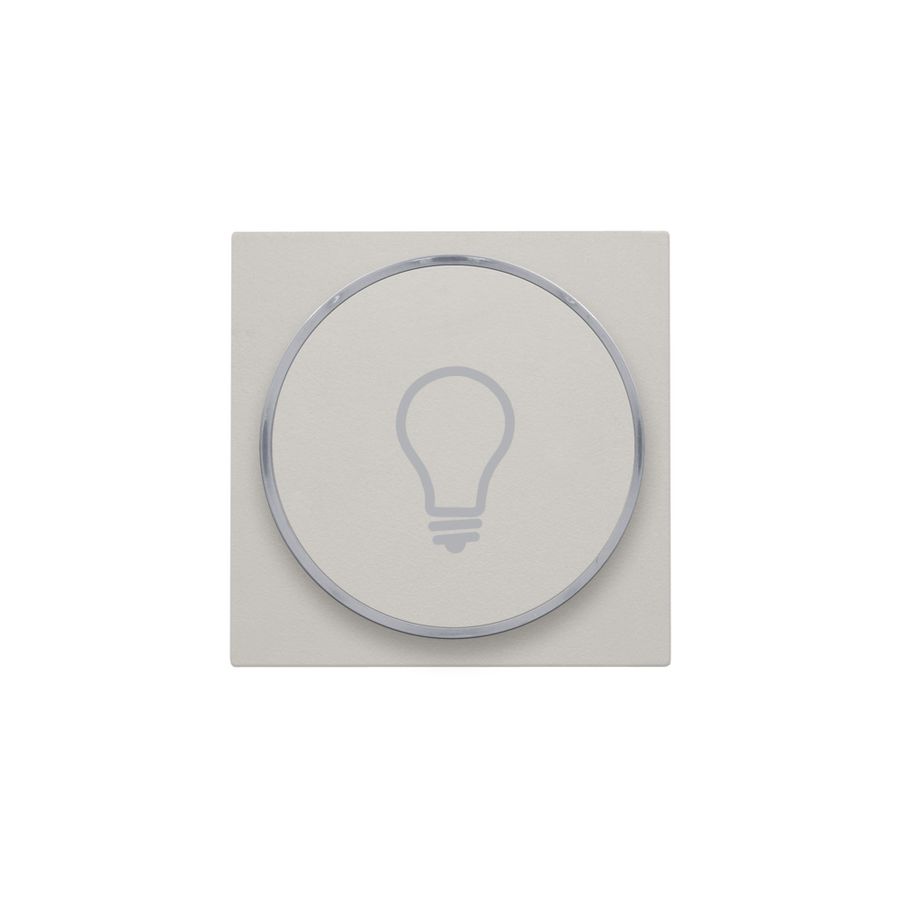 Afwerkingsset met doorschijnende ring met lampsymbool voor drukknop 6A light grey
