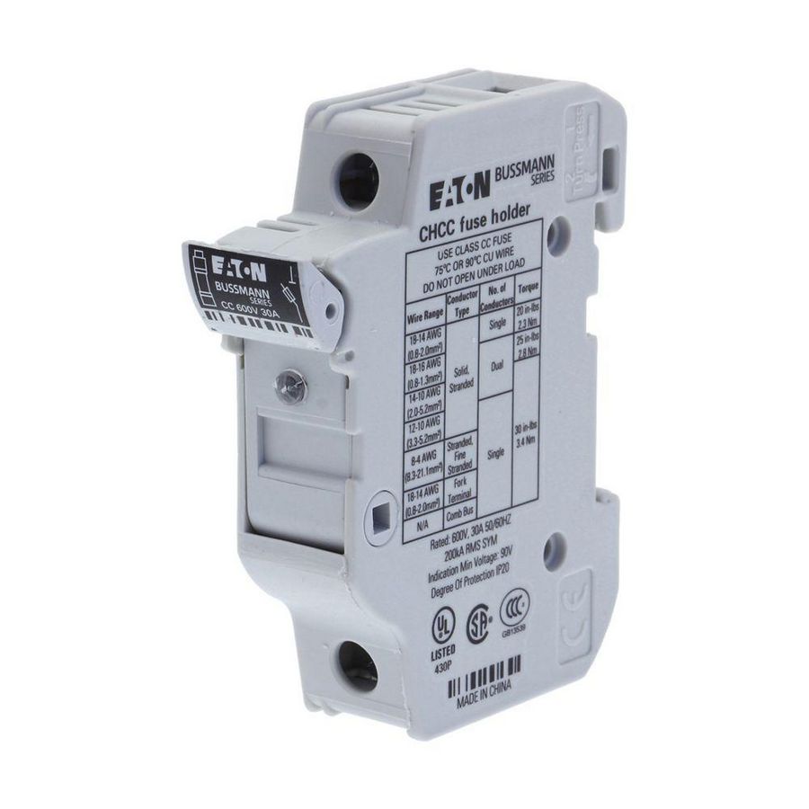Zekeringhouder laagspan.30 A AC 600V 10x38mm CC 1P UL VVE=12