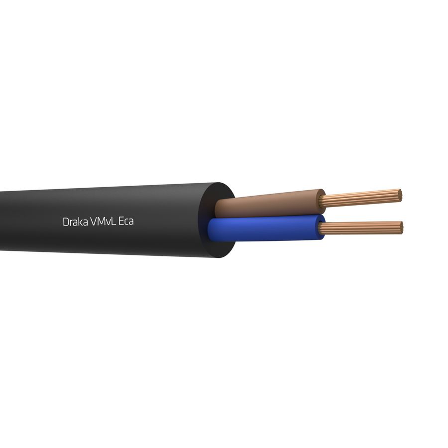 Ring a 100m. soepel vinylsnoer H05VV-F VmVL Eca zwart  2x0,75mm² (blauw-bruin)