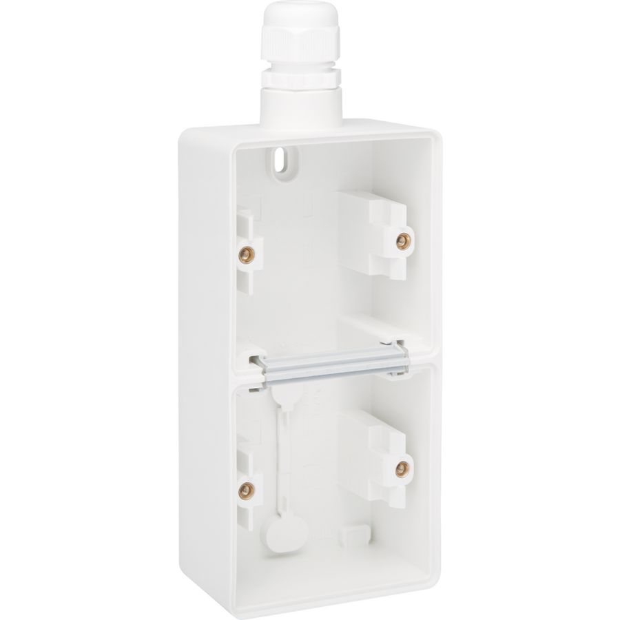 Spuitwaterdichte dubbele verticale opbouwdoos 1x M20 wit VVE=5