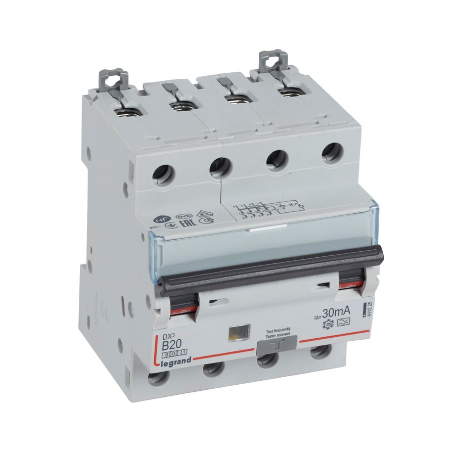 Aardlekautomaat DX3 4-polig B20A 6000A 30mA