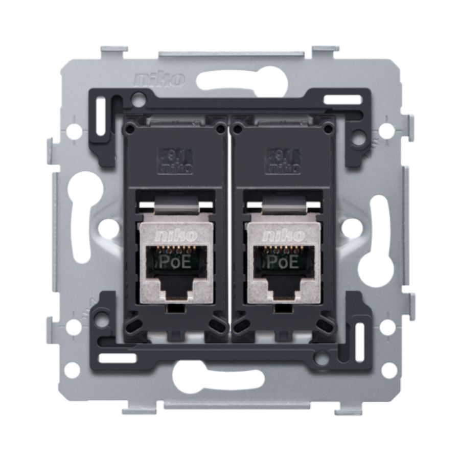 Mechanisme 2 RJ45-aansl.en STP Cat. 6A PoE++ vlak