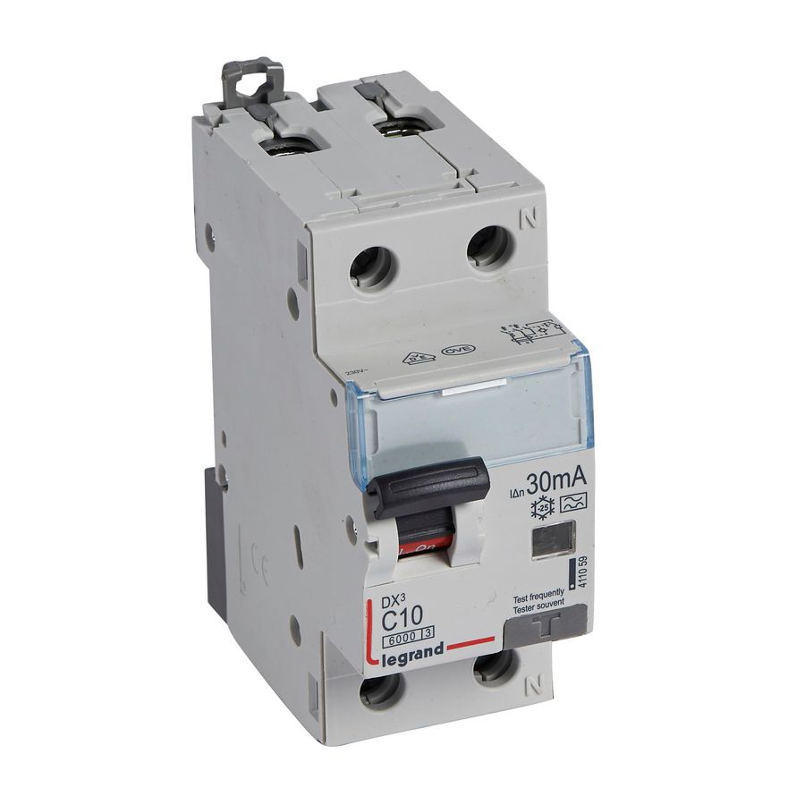 Aardlekautomaat DX3 1P+N C10A 6000A 30mA