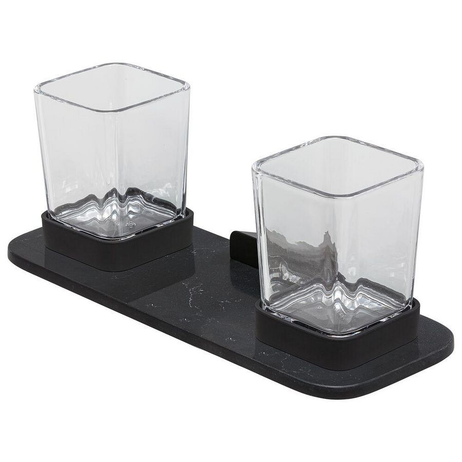 Glashouder dubb. zwart planchet matzwarte marmerlook SHIFT