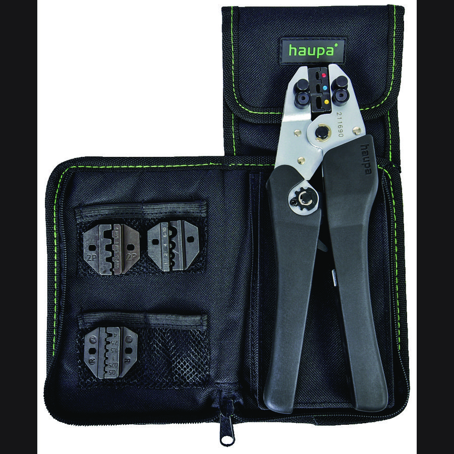 Perstang X-crimp set met 4 uitwisselbare persbekken