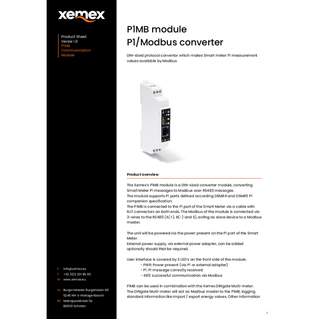 Xemex | P1MB Module Modbus