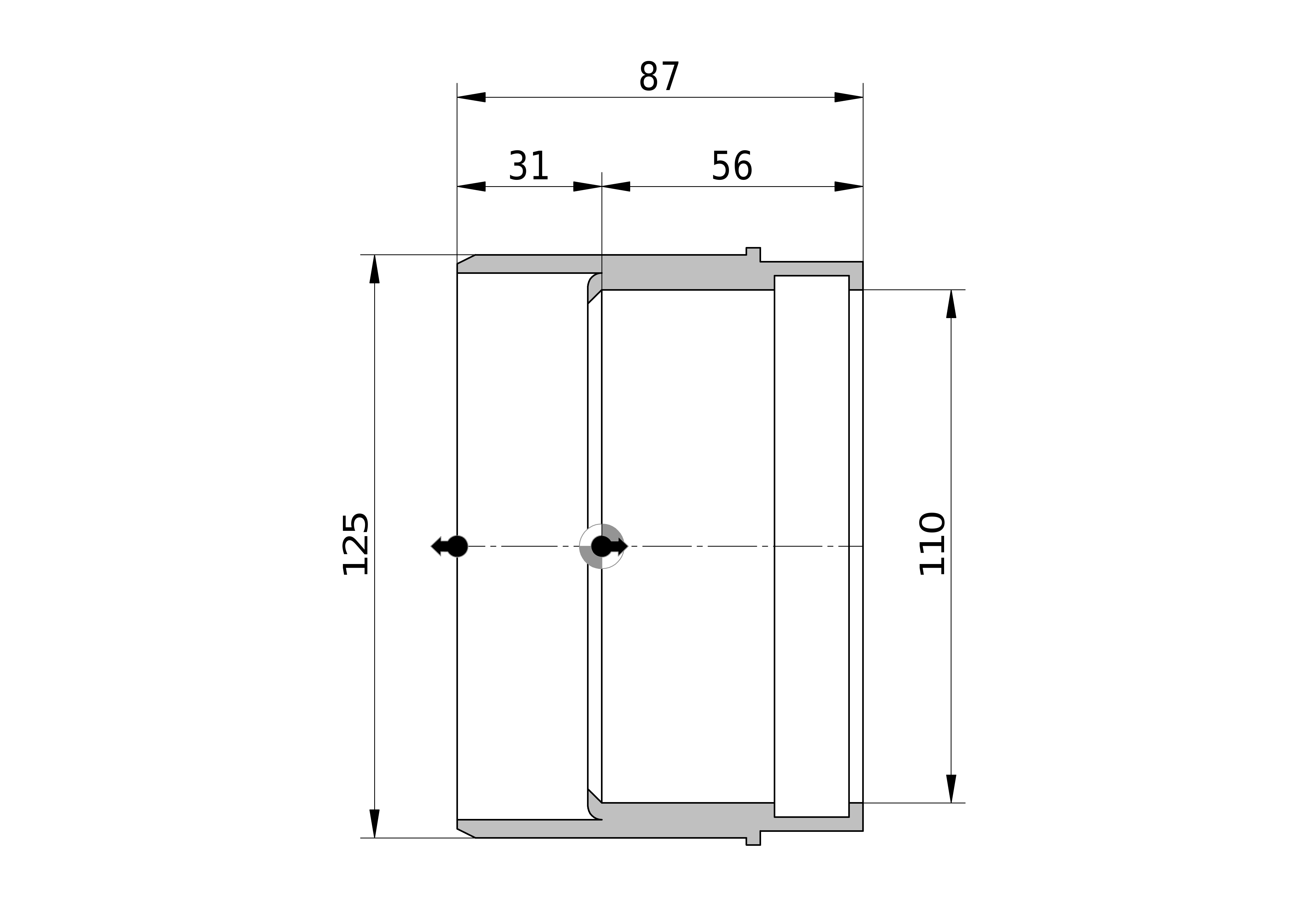 Wafix PP Manchet Centrisch Verloopstuk 125x110mm Spie Mof SN4 Zwart